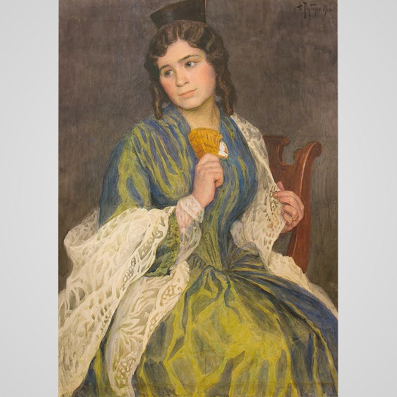 Рерберг Ф.И., "Дочь художника в костюме 1840-х годов", 1916 г.